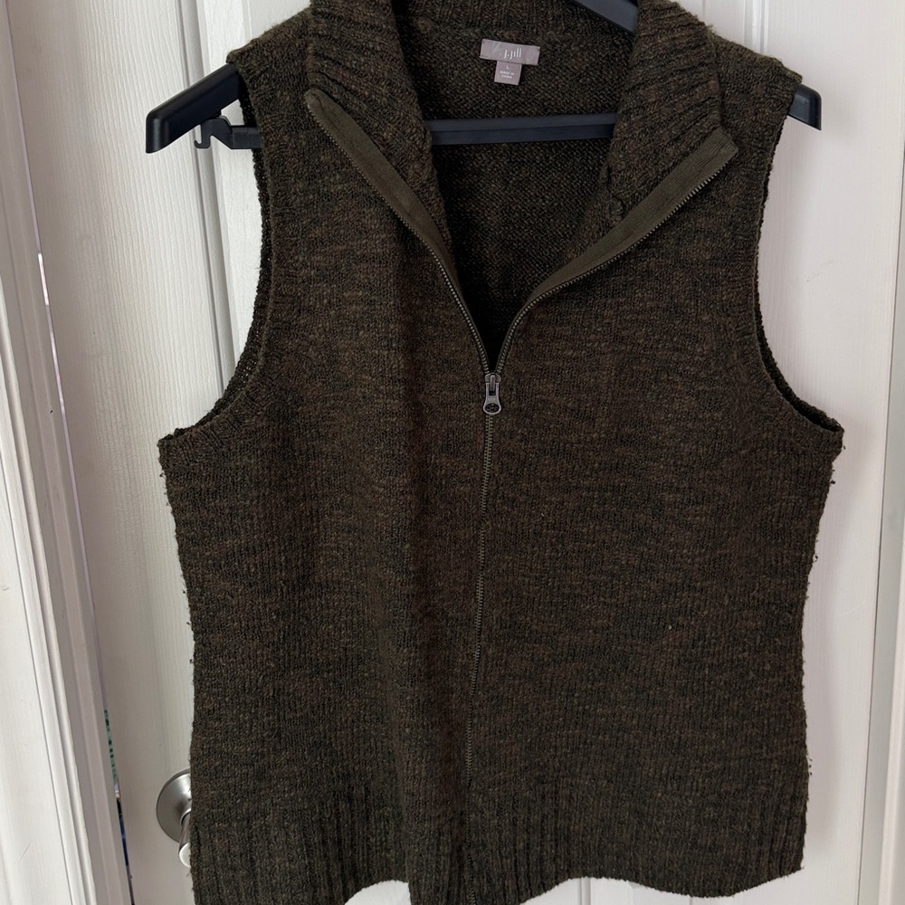 Brown and Green Sleeveless Wool Alpaca blend Sweater Vest, Large - Picture 3 of 10